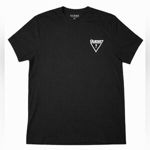 GUESS Black Short Sleeve Crewneck T-Shirt with White Triangle Logo